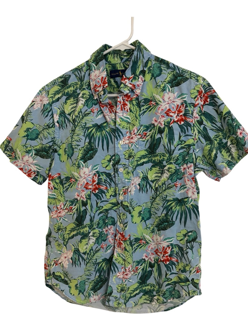 Small Men’s Ralph Lauren Blue Floral Tropical Button-Down Shirt